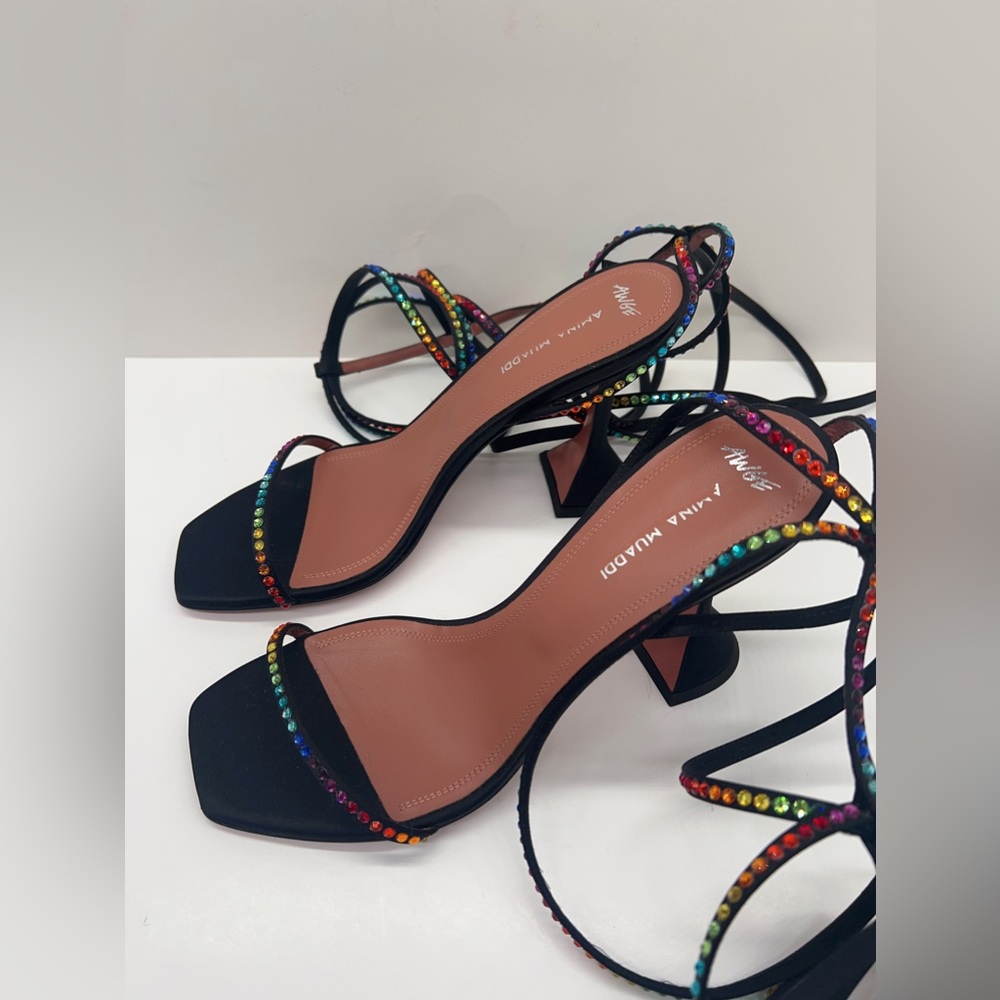 Amina Muaddi x AWGE thigh-high satin sandals - Picture 9 of 13